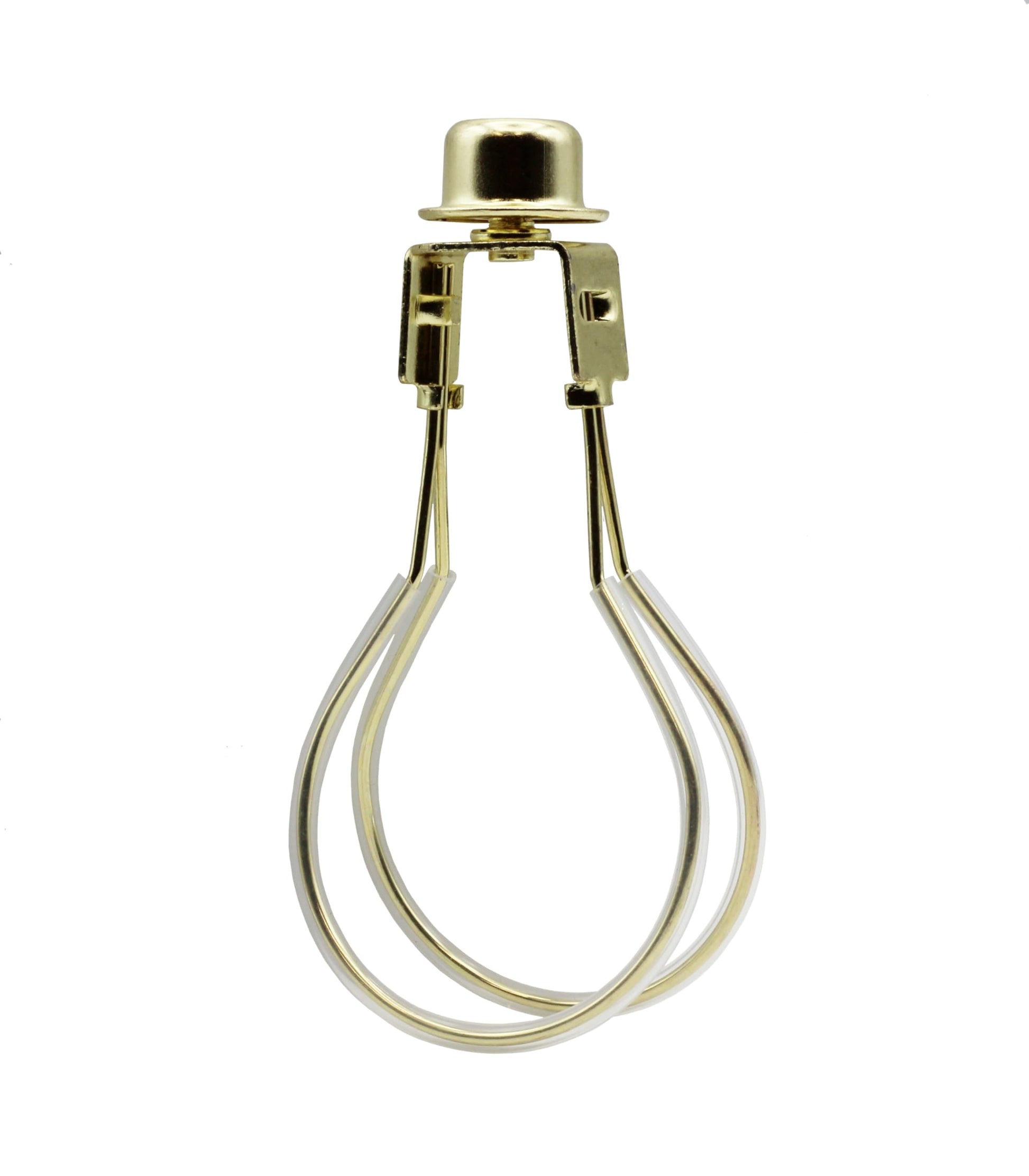 Gold lamp shade clip adapter with silicone sleeves and matching finial