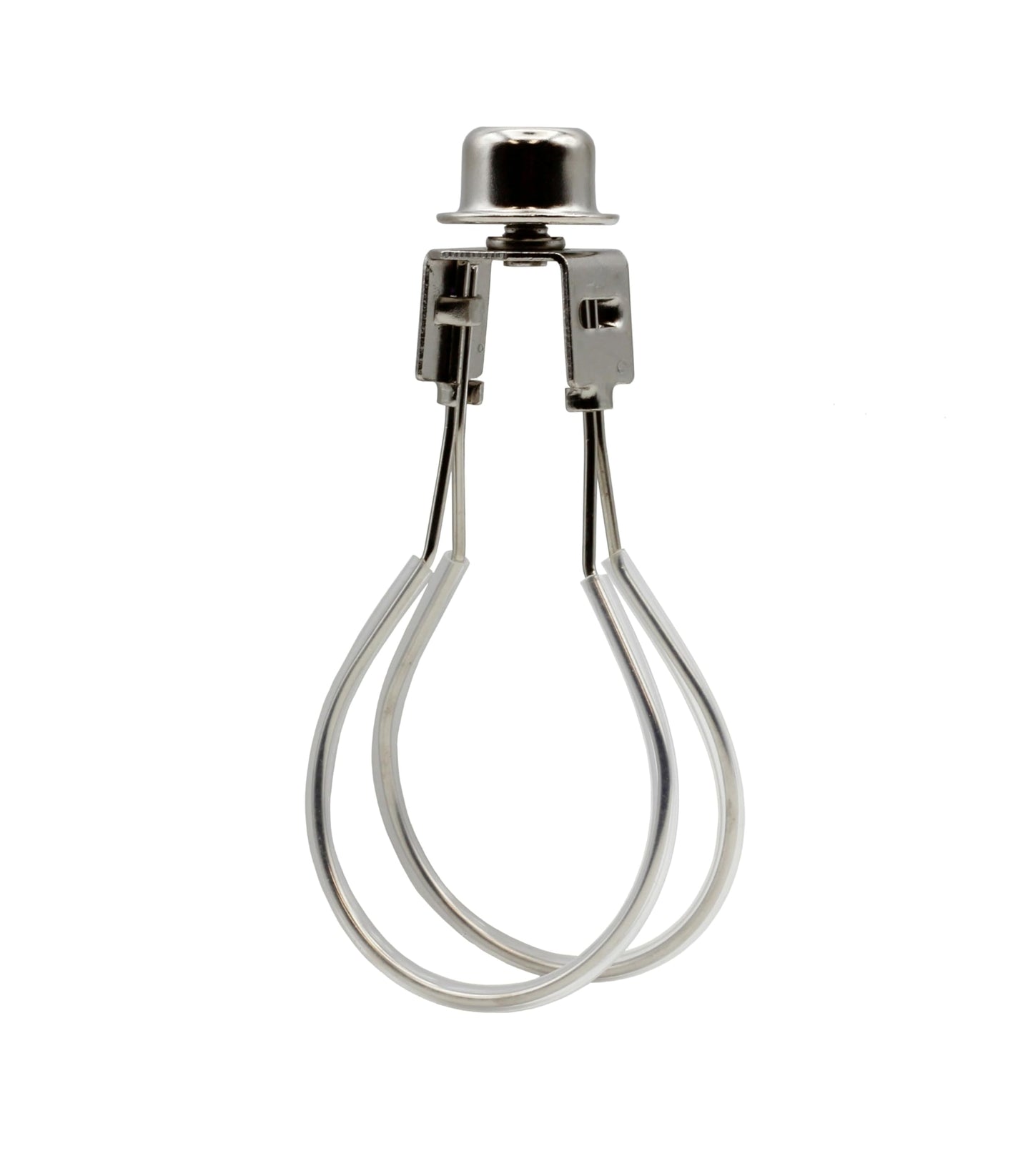 Silver lamp shade clip adapter with silicone sleeves and matching finial