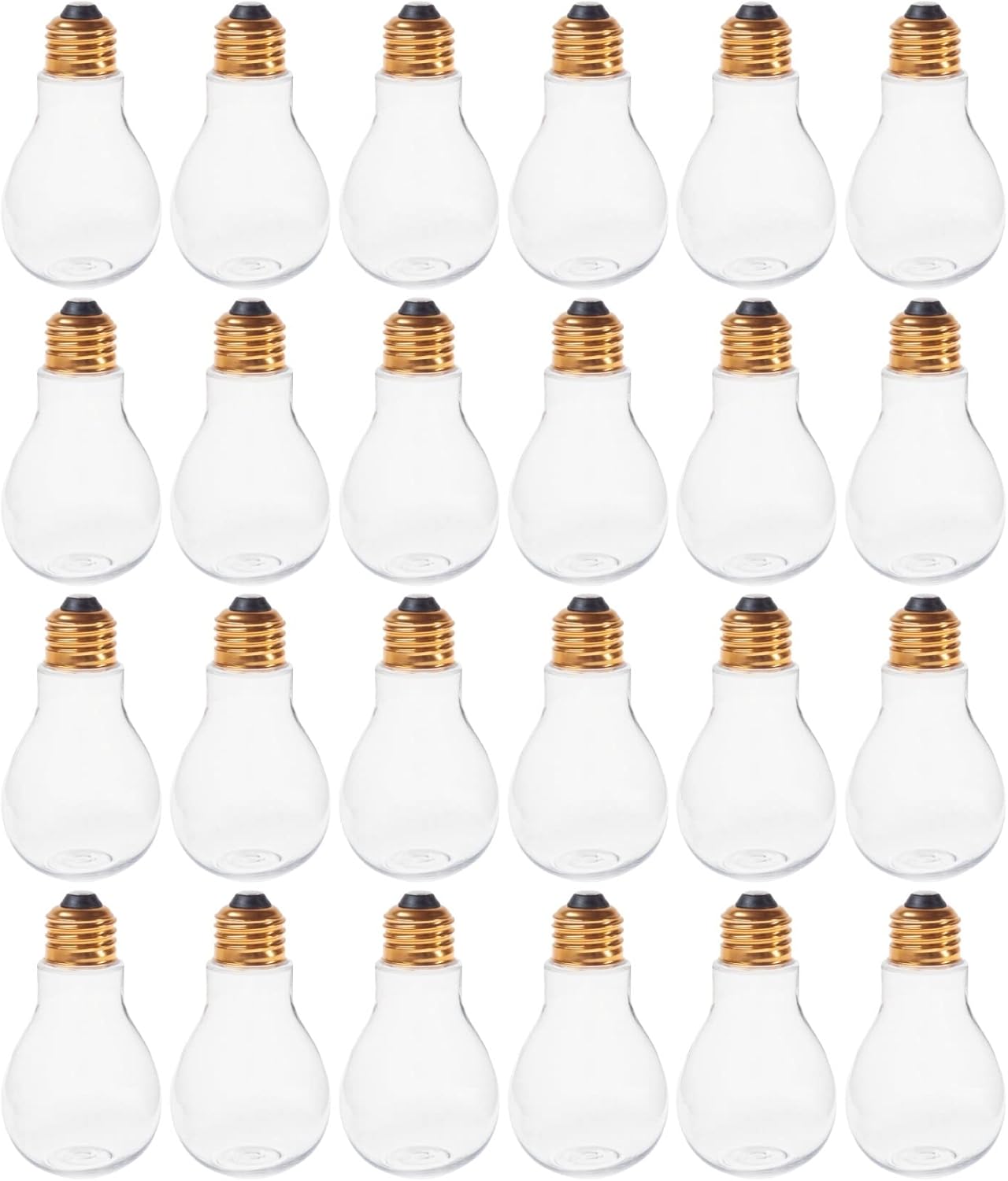 Clear Fillable Plastic Light Bulbs, 4 Inch - Pack of 24