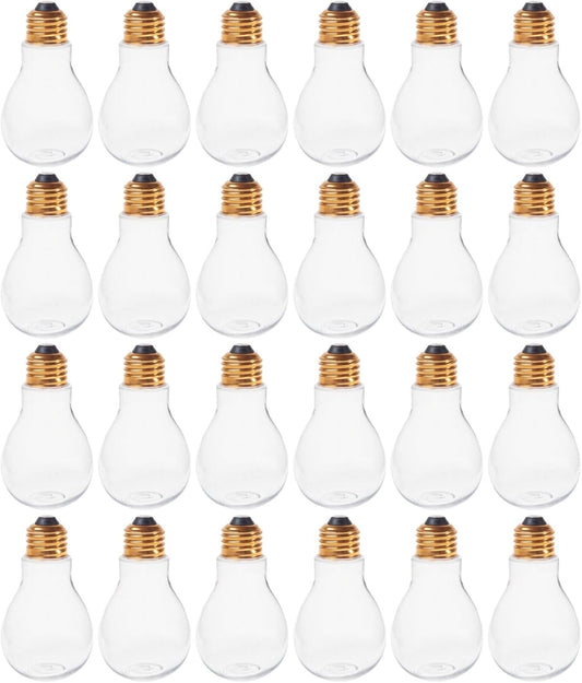 Clear Fillable Plastic Light Bulbs, 4 Inch - Pack of 24