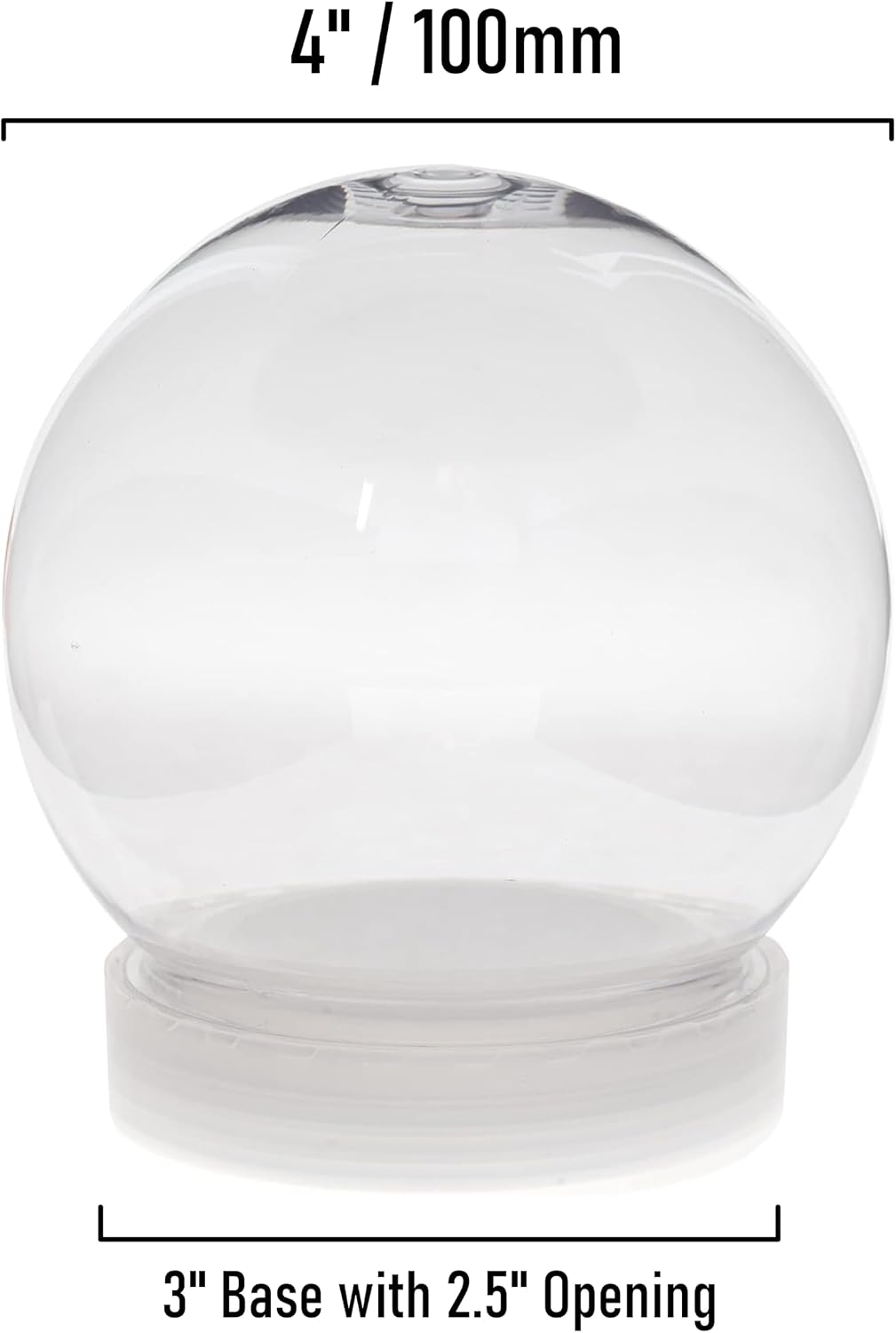 4 Inch DIY Clear Plastic Water Globe Snow Globe with Screw Off Cap - Case Pack of 24