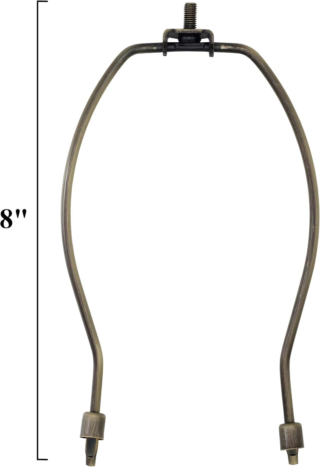 8 Inch Lamp Harp, Finial and Harp Base Set, Antique Brass Finish