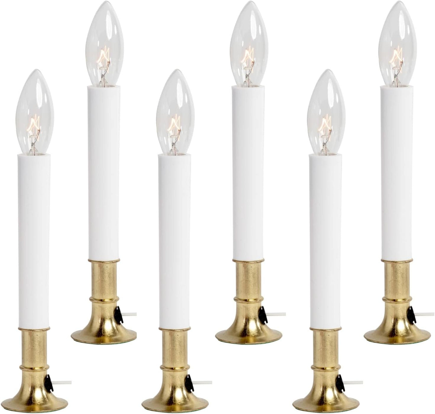 Electric Sensor Window Candle w/Brass Plated Base, Dusk to Dawn Sensor Turns Candle on in Dark and Off in Light, Ready to Use! | 24 Pack