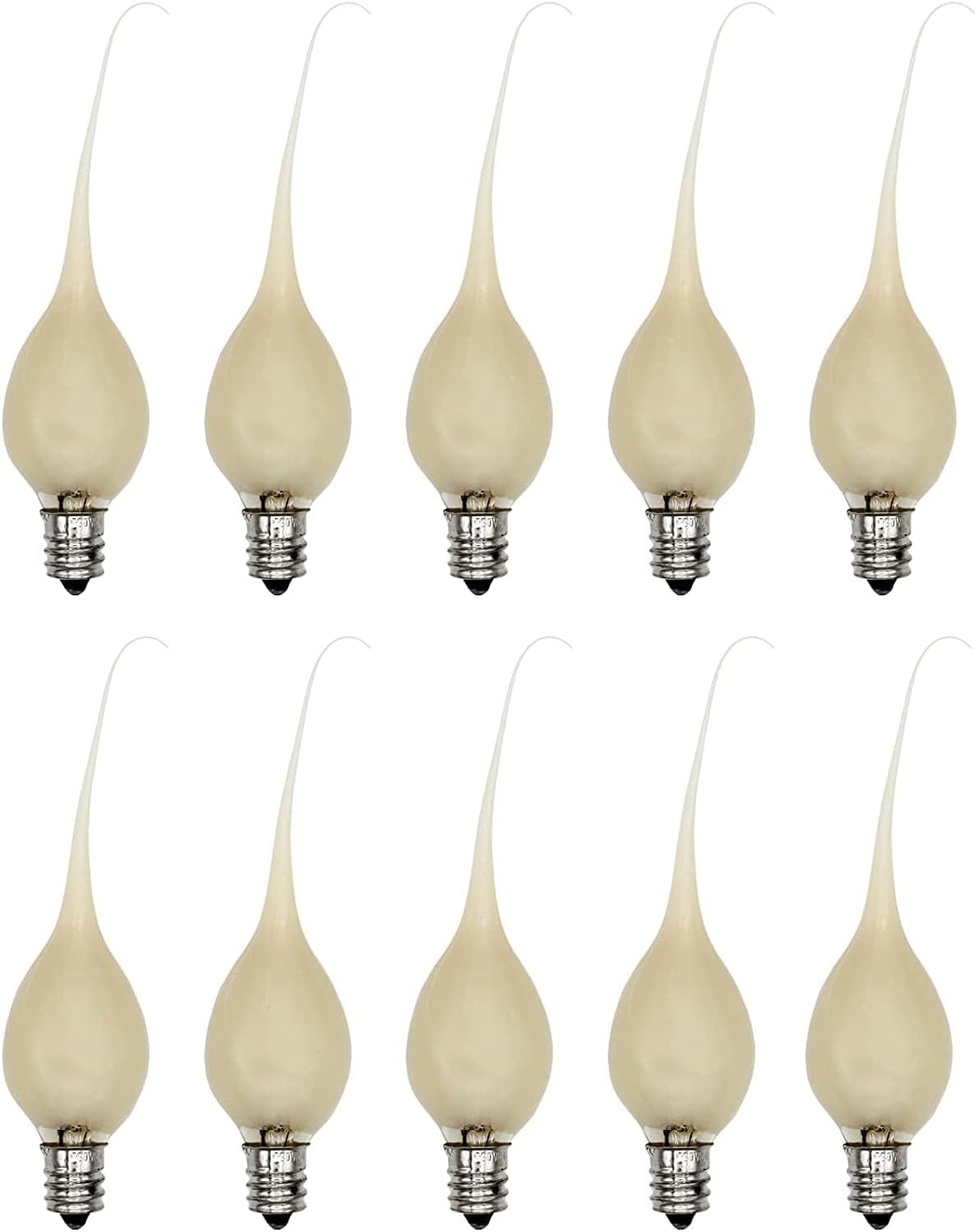Pearlized Silicone C7 LED Bulbs, Gold Glow, E12 Base, 0.7W – 10 Pack