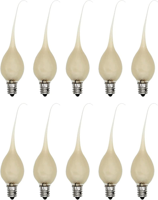 Pearlized Silicone C7 LED Bulbs, Gold Glow, E12 Base, 0.7W – 10 Pack