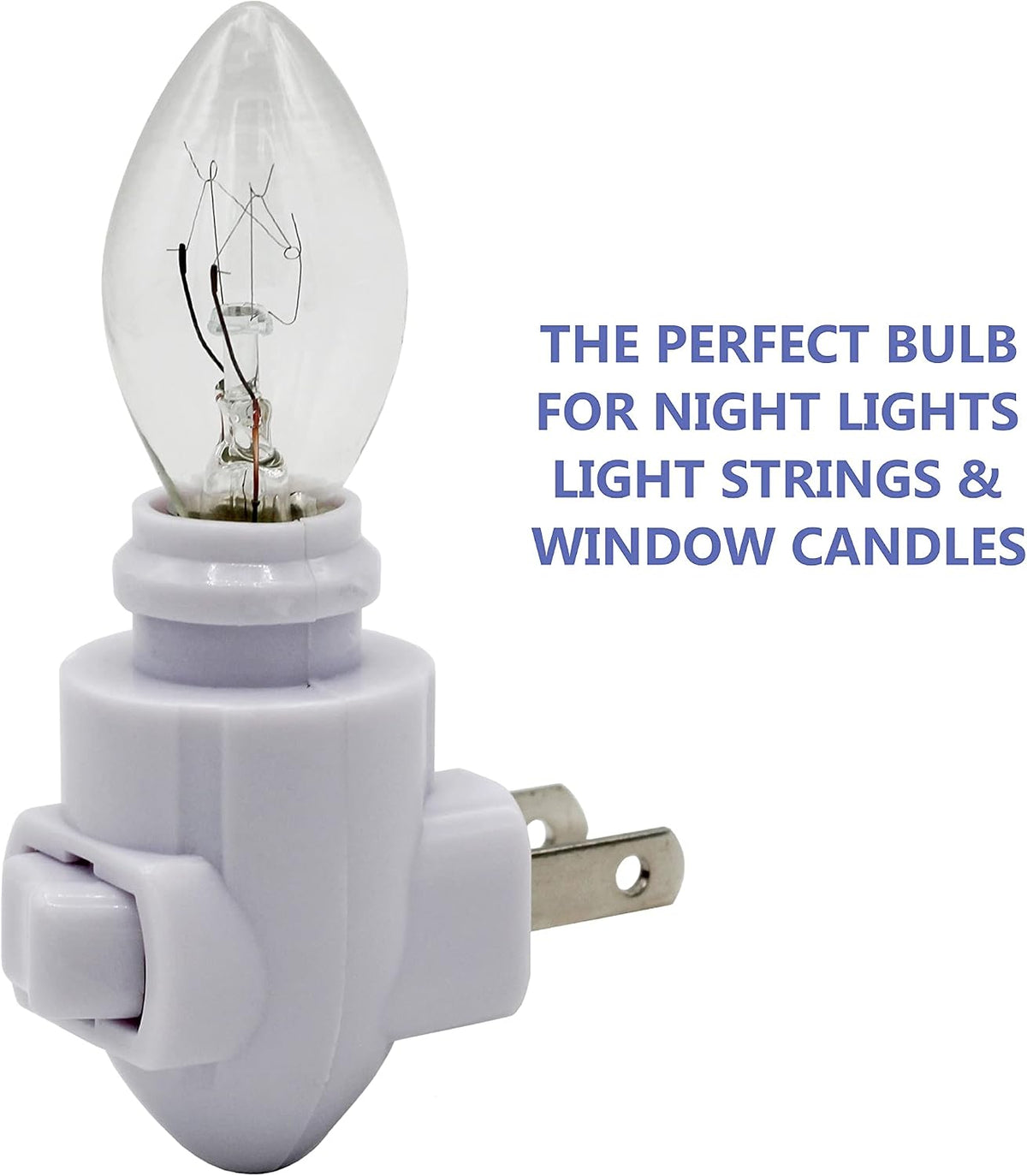 Night Light Bulbs, C7, Clear, Steady Burning, 4 Watt, Candelabra Base E12 (Chandelier Size Base)