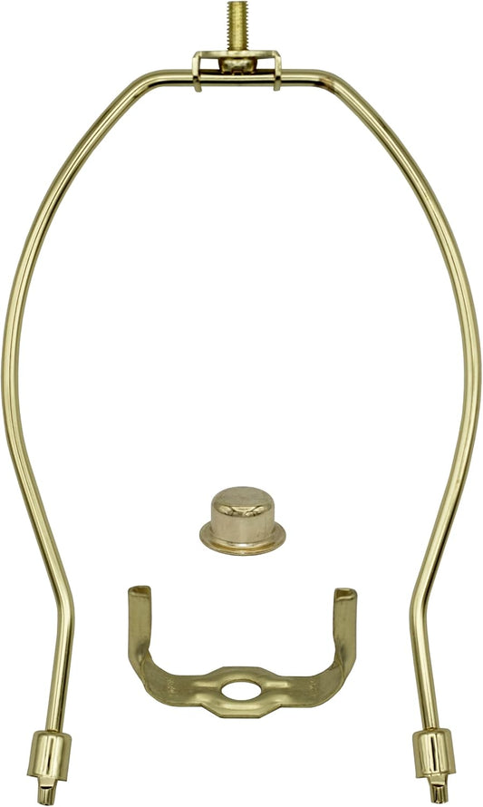 8 Inch Gold Lamp Harp Set with Base and Finial
