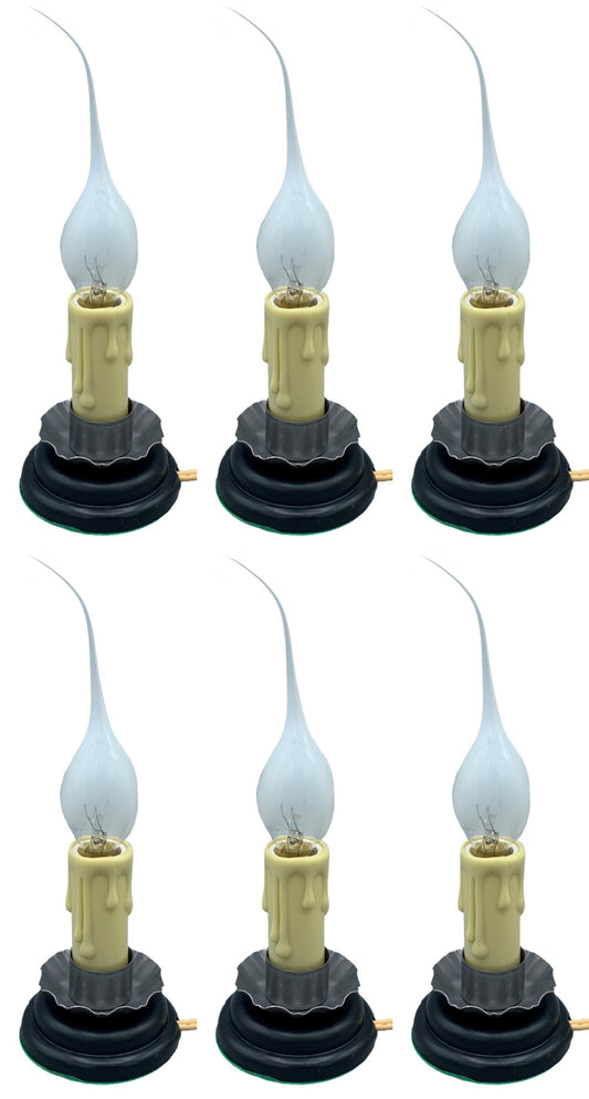 6 Pack of Rustic Country Candle Lamp, 5 in, On/Off Switch, Metal Trim, Plug-in - silicone