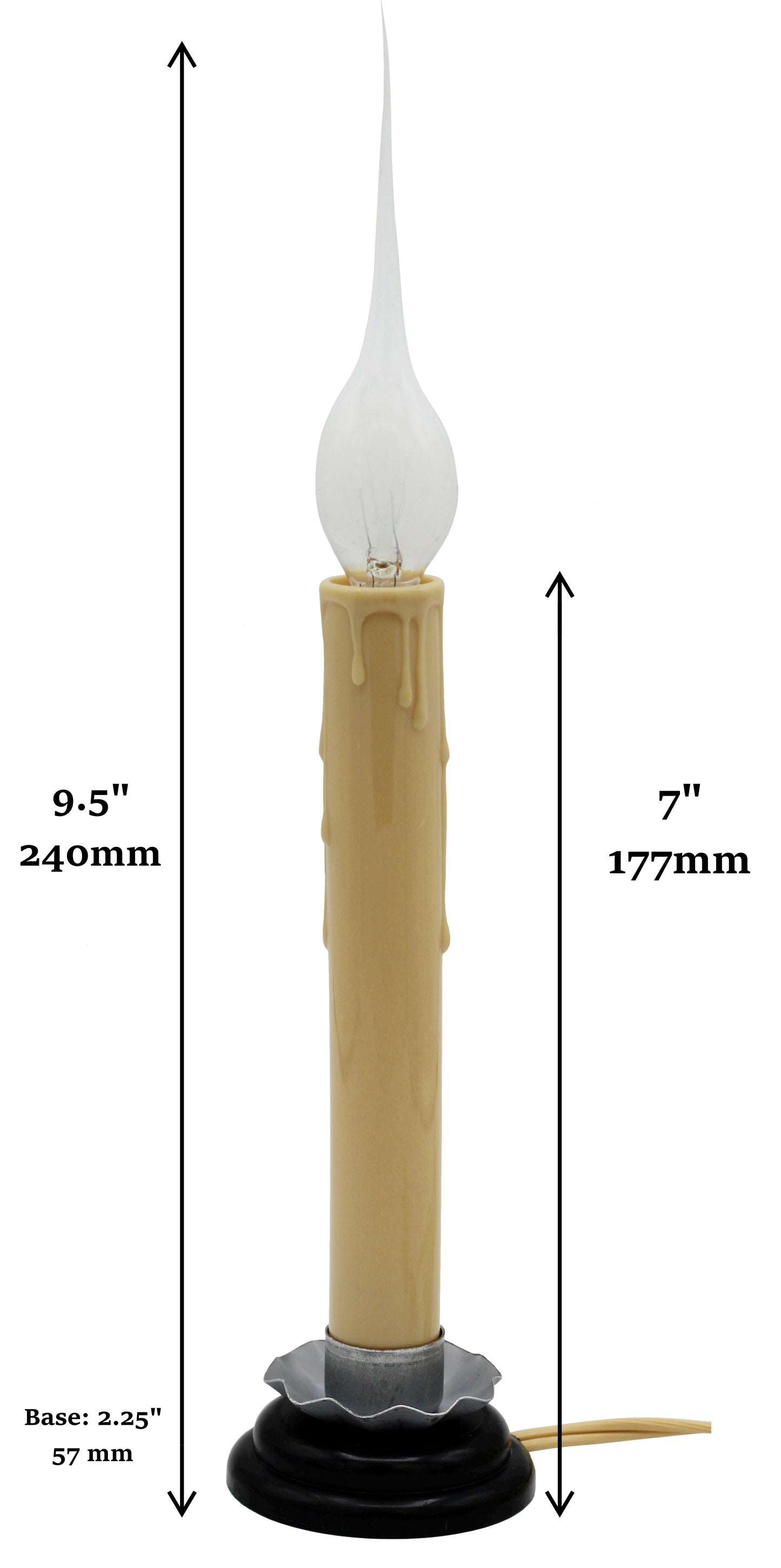 7 Inch Electric Rustic Country Candle Lamp with On/Off Switch, 5 Foot Ivory - side view
