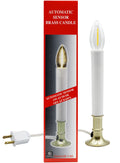 Electric Window Candle Lamp with LED Bulb, Brass Plated Base, Dusk to Dawn Sensor Turns Candle on in Dark and Off in Light, Ready to Use! (LED)