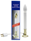 Electric Sensor Window Candle w/ Brass Plated Base, Dusk to Dawn Sensor Turns Candle on in Dark and Off in Light, Ready to Use!