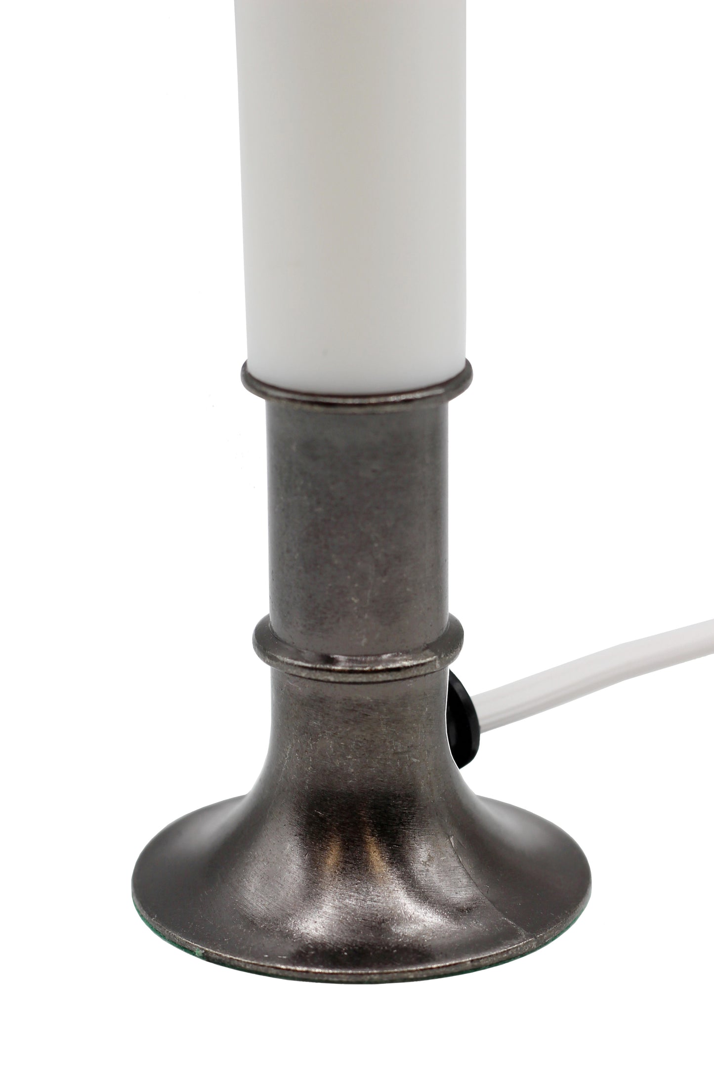 Electric Window Candle Lamp with Pewter Plated Base, On/Off Switch, Light Bulb, - detail