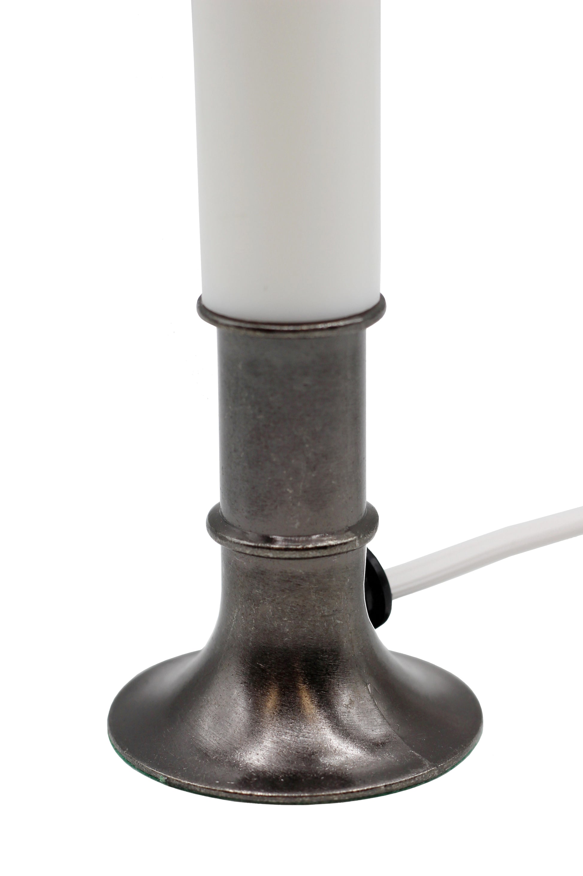 Electric Window Candle Lamp with Pewter Plated Base, On/Off Switch, Light Bulb, - detail