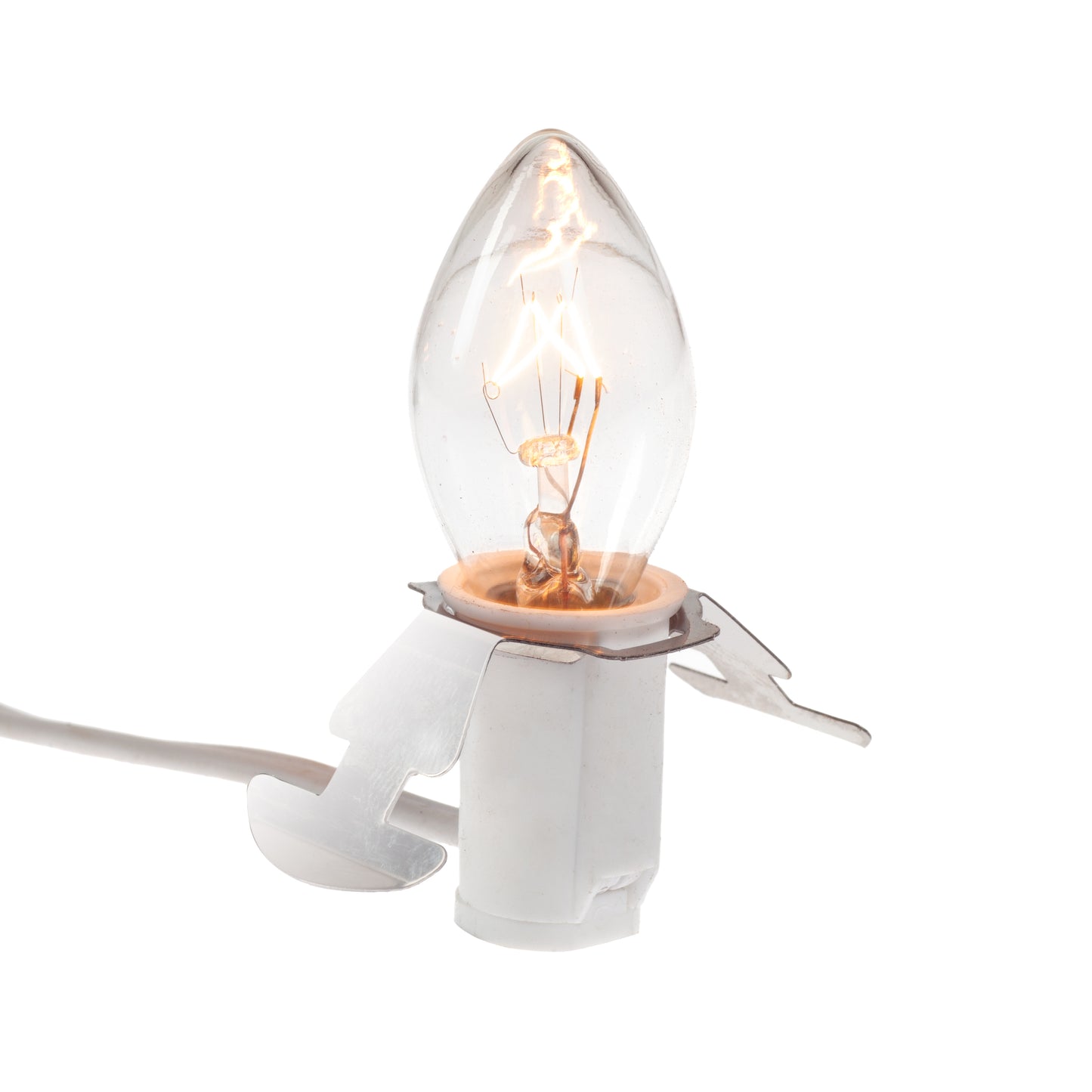 Clip-in lamp cord with light bulb - side view