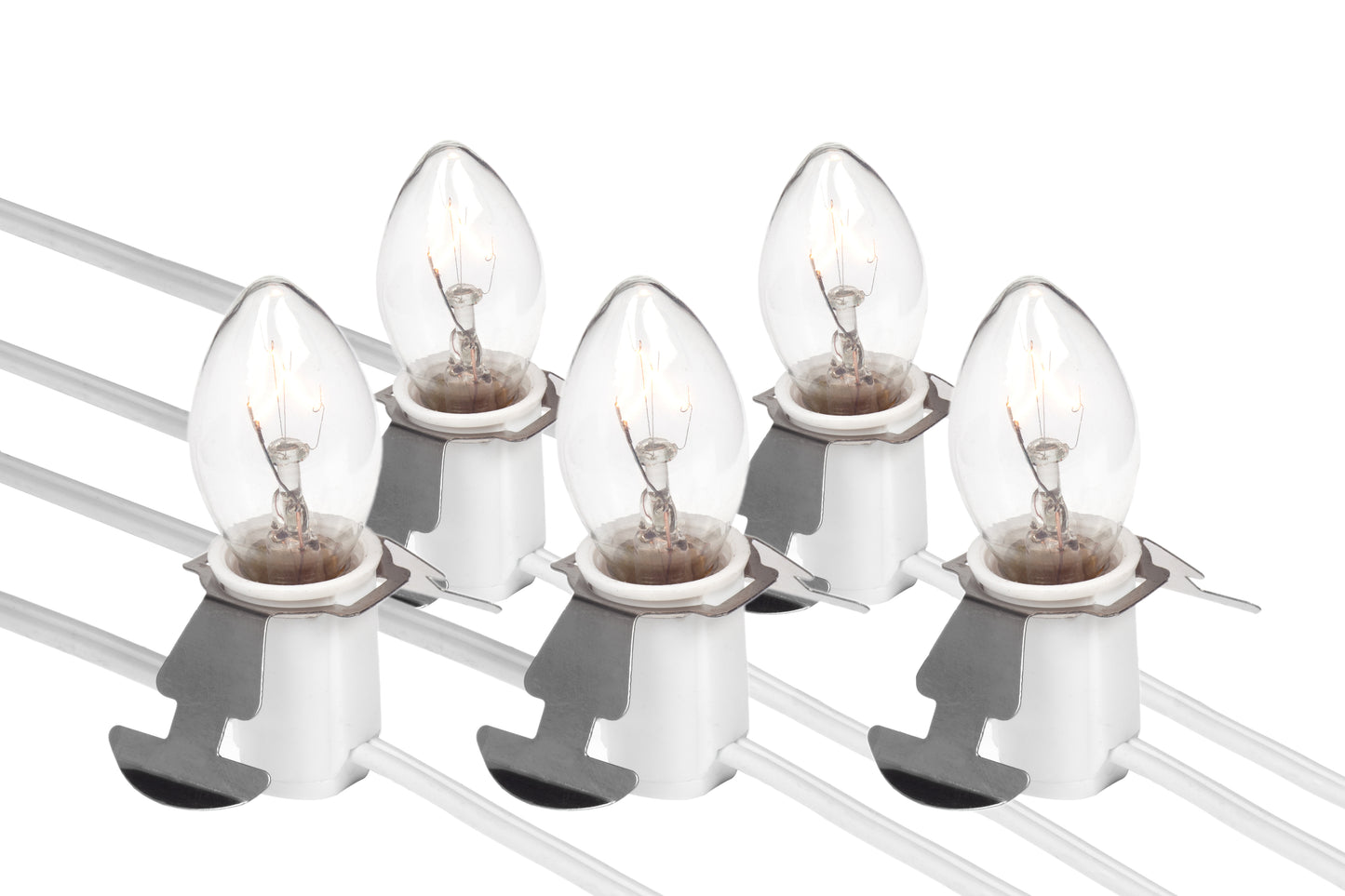 5 Socket Clip-In Lamp Cord With Clear Light Bulbs - ceramic, for christmas