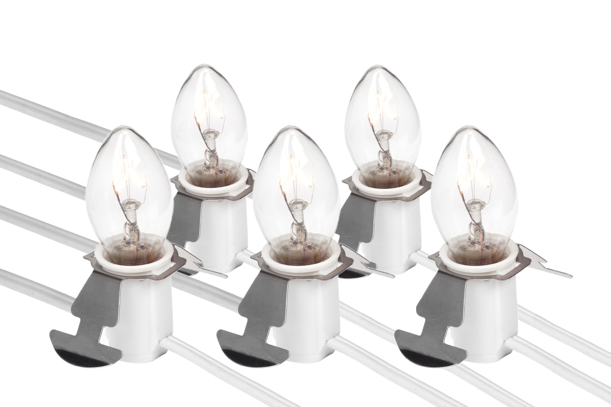 5 Socket Clip-In Lamp Cord With Clear Light Bulbs - ceramic, for christmas