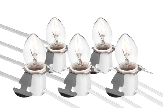 5 Socket Clip-In Lamp Cord With Clear Light Bulbs - ceramic, for christmas