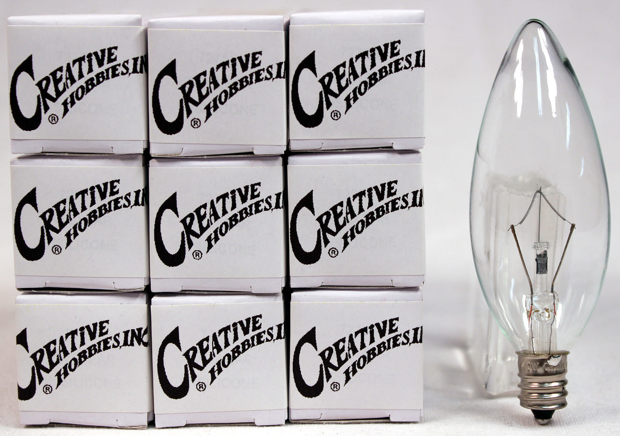 7040T Chandelier Light Bulbs, 40 Watt, 2,500 Hour Life, 130 volt, E12 - side view