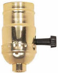 7070 Two Circuit Turn Knob Lampholder Sockets for Controling Two Lamp Sockets, Standard Base, Gold Metal Shell Incandescent Replacement Lampholders, Pack of 3 Sockets