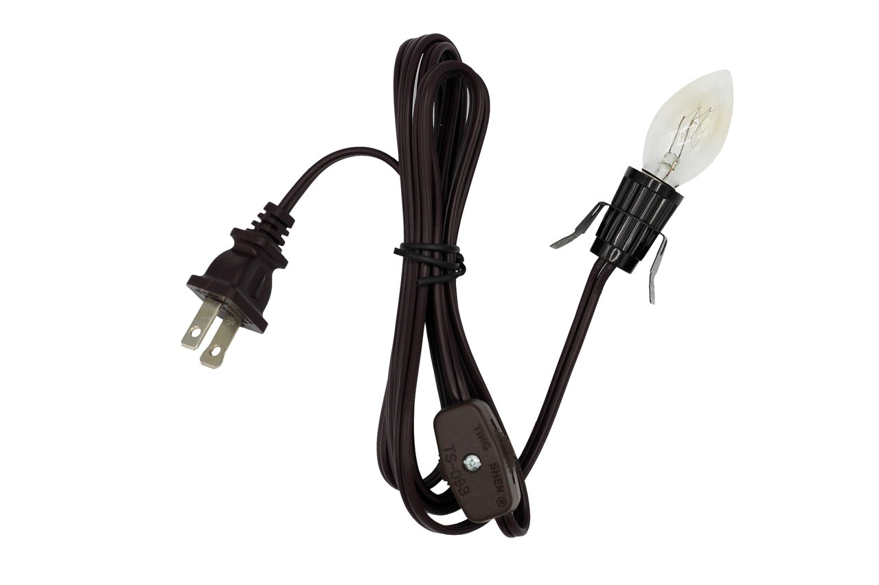 Clip-in Lamp Cord and 7w Bulb for Salt Lamps, Christmas Villages, Pumpkins & - ceramic, for craft