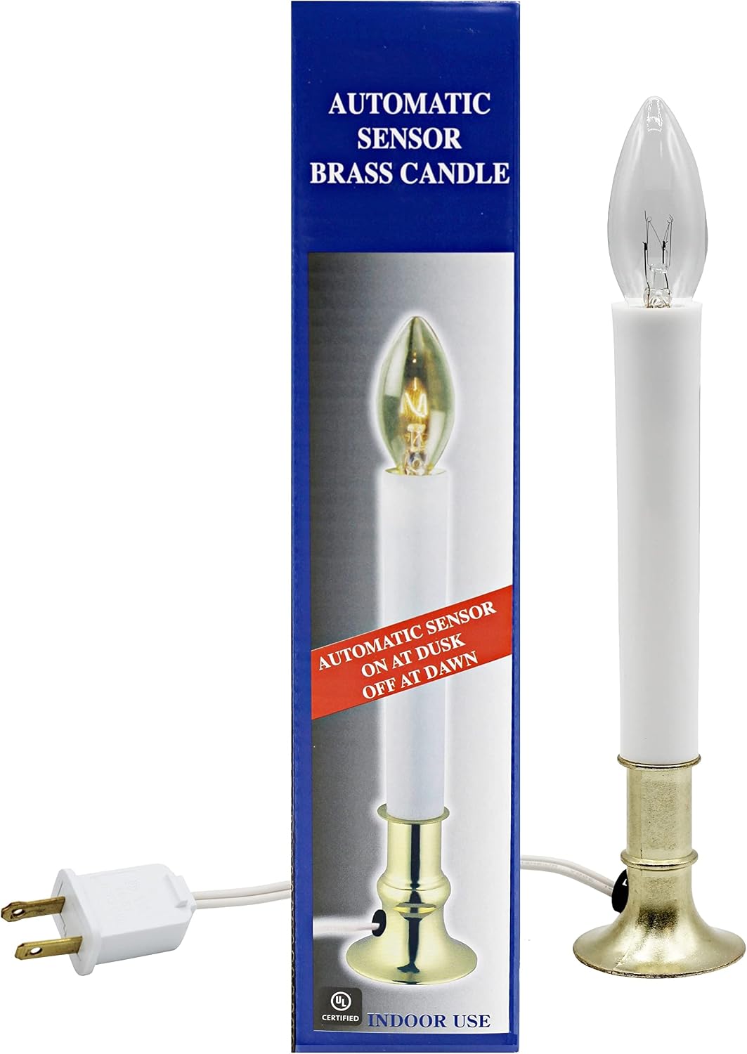 Electric Sensor Window Candle w/Brass Plated Base, Dusk to Dawn Sensor Turns Candle on in Dark and Off in Light, Ready to Use! | 24 Pack