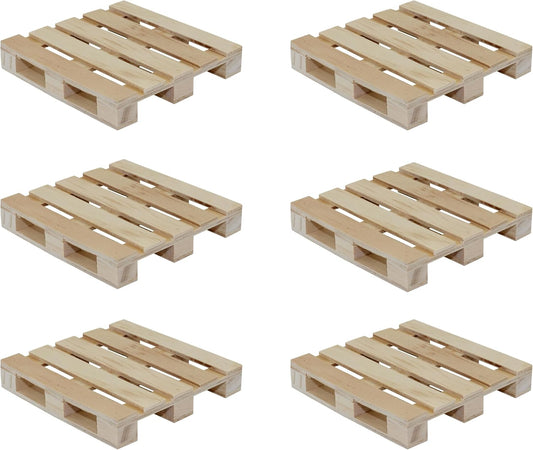 Unfinished Mini Wood Pallet Coasters for Drinks and DIY Crafts, 4 Inch - 6 Pack