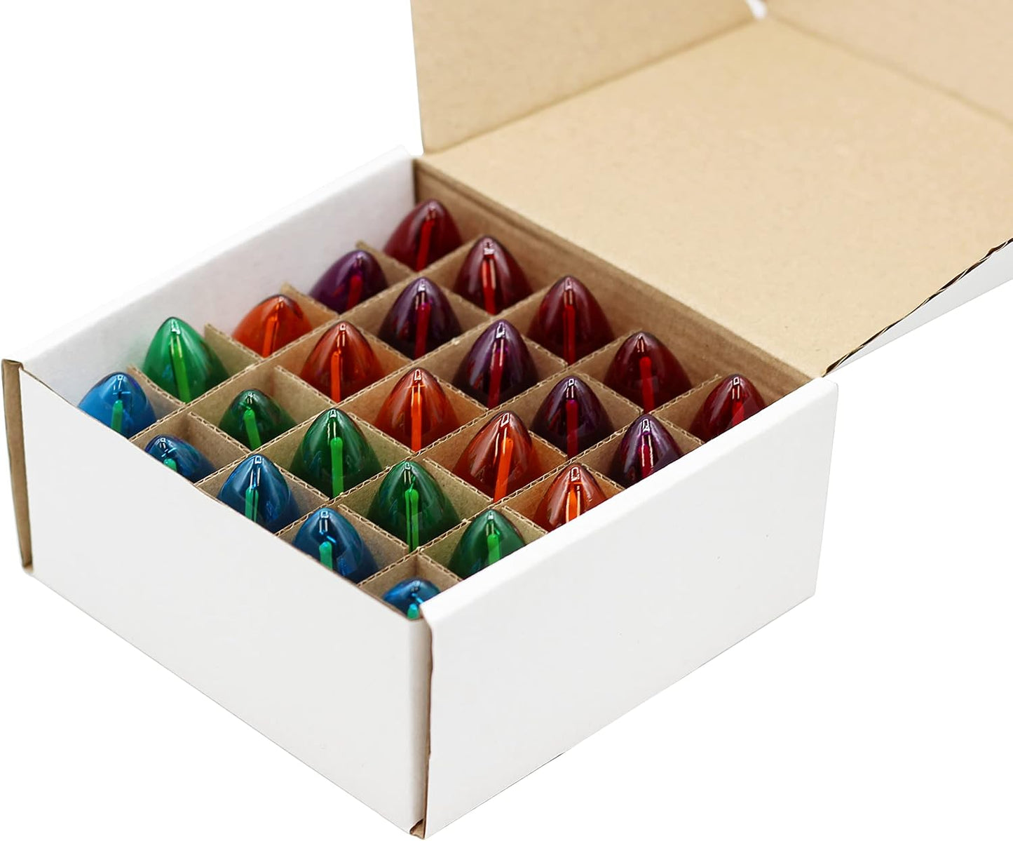 Colored C7 E12 Random Blinking Light Bulbs, 7 Watt, for Christmas Strings and Night Lights - 25 Pack