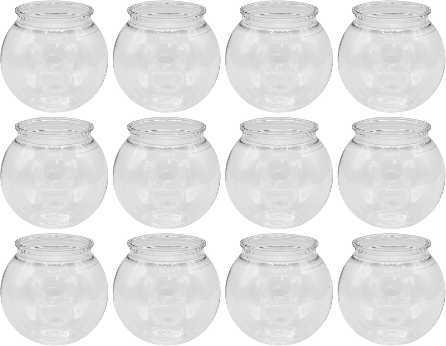 12 Pack - 4 Inch (100mm) Ivy Bowls Clear Plastic Shatterproof - 16 Ounce -Great For Fishbowl, Carnival Games, Candy, Party Favors, Table Centerpieces, Vase, Drinks