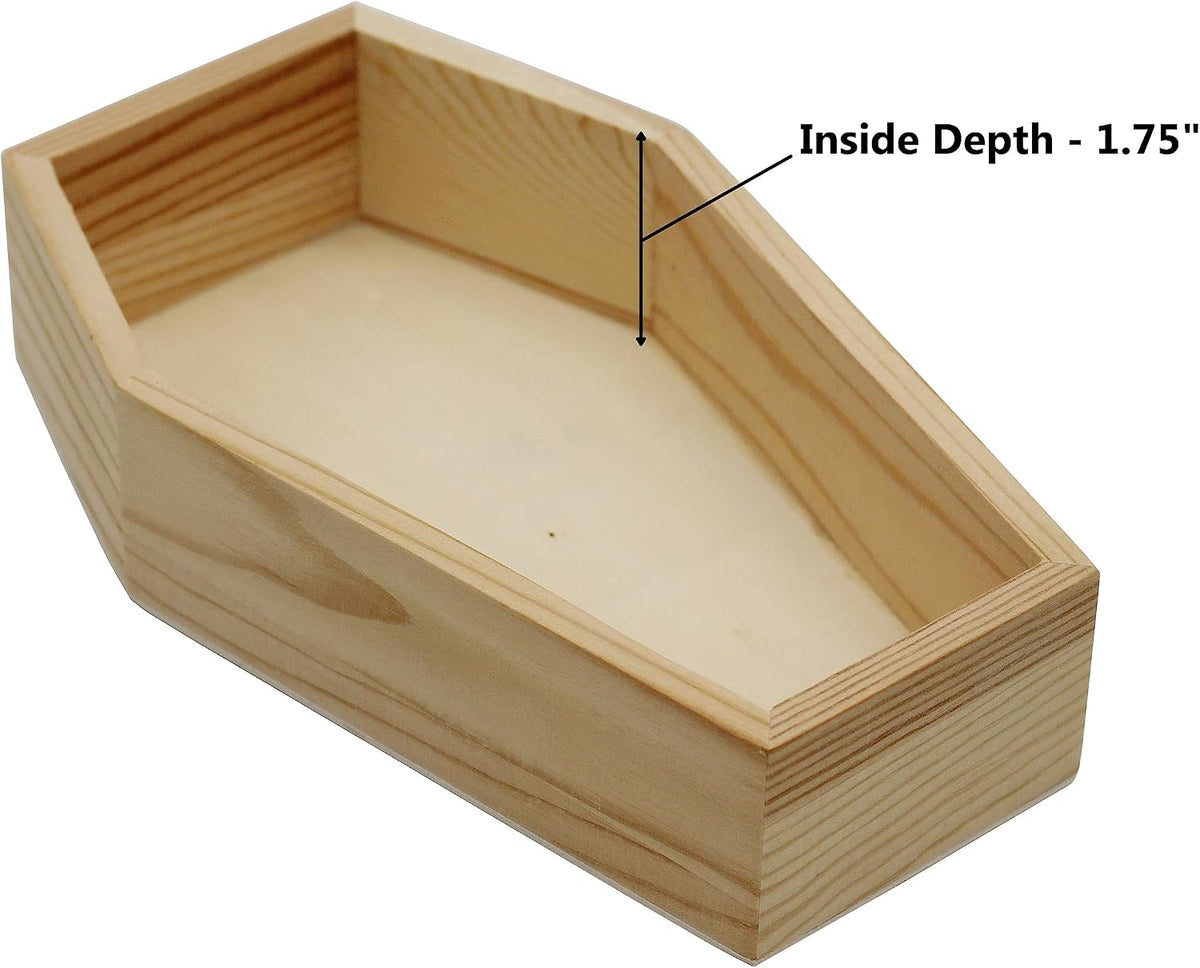 8 Inch Unfinished Wood Coffin Trays for Halloween - 3 Pack