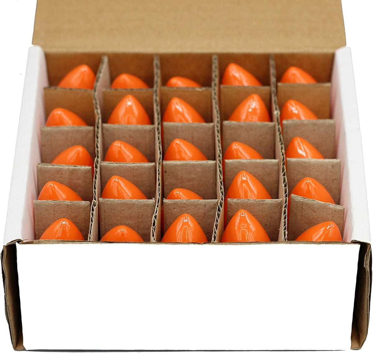 Opaque Orange C7 E12 Steady Burning Bulbs, 7 Watt - 25 Pack