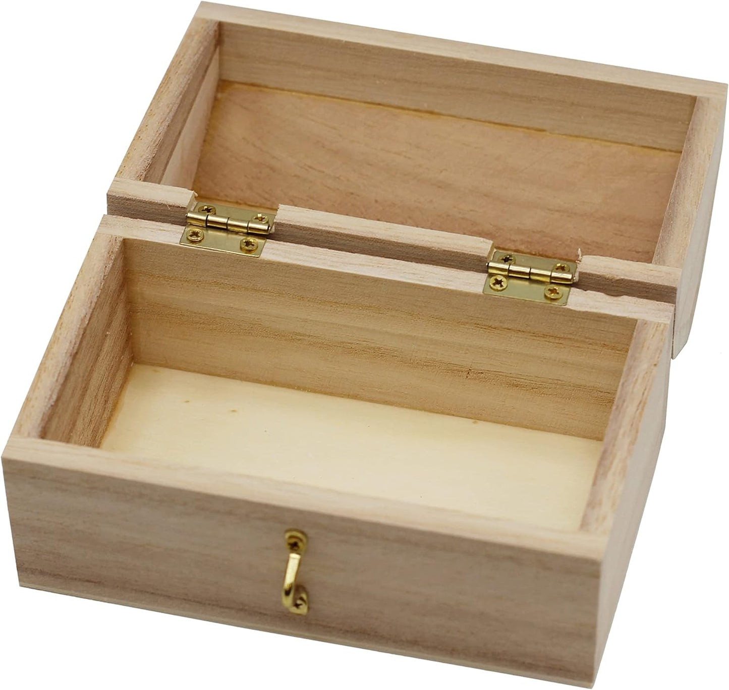 Pack of 6 Ready to Decorate Wood Treasure Chest Box Savings Bank with Coin Slot, Hinged Lid and Lockable Front Clasp, DIY Craft