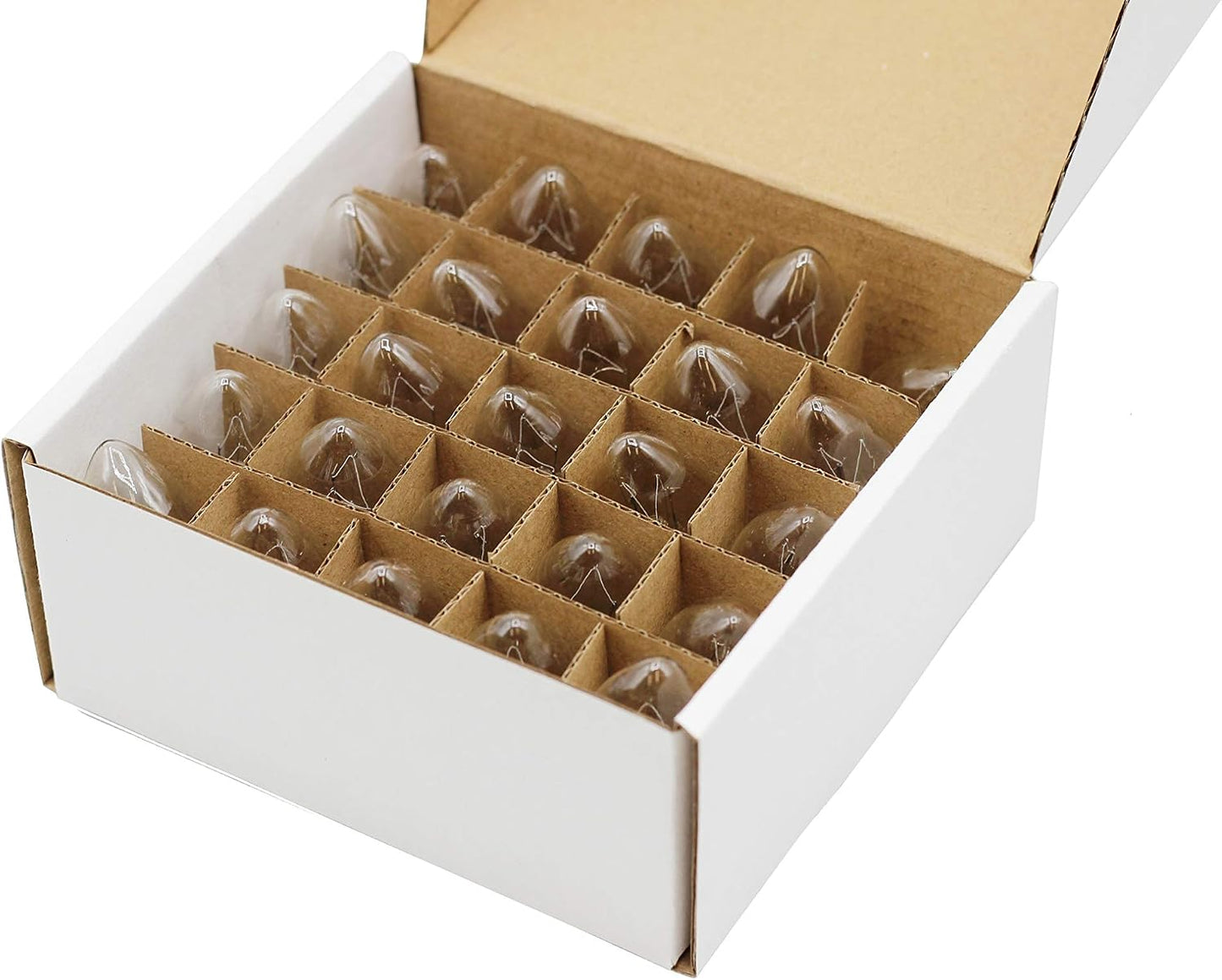 Clear C7 E12 Twinkle Blinking Light Bulbs, 7 Watt, for Night Lights and Christmas Strings - 25 Pack