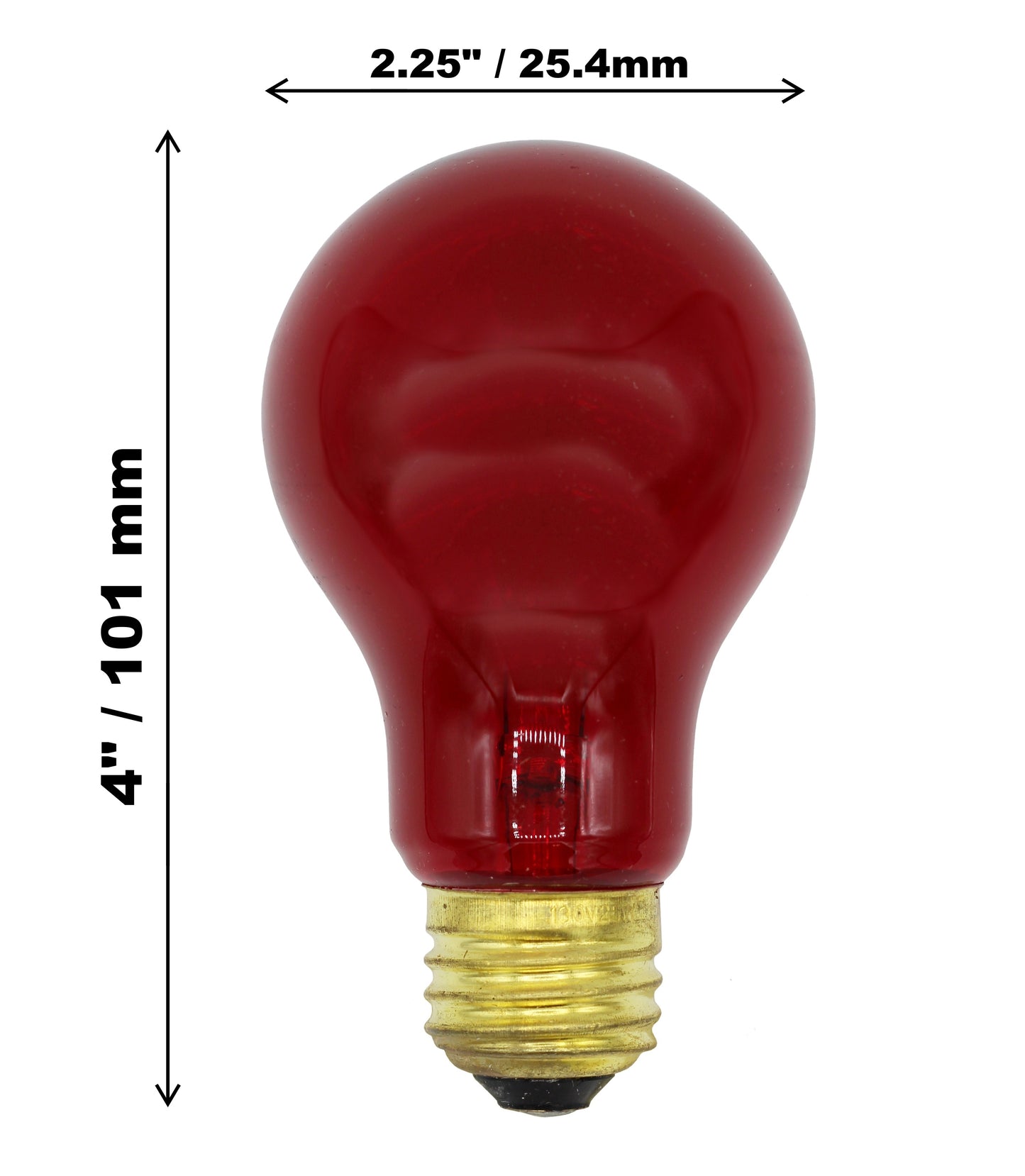 4 Pack A19 Holiday Light Bulbs – 2 Red and 2 Green Medium Base Incandescent - side view
