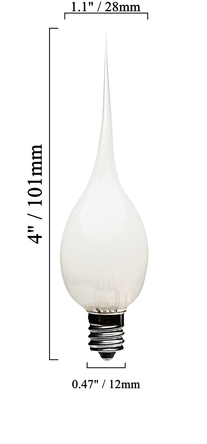 10 Pack - Silicone Dipped Electric Candle Lamp Chandelier Light Bulbs, Individually Boxed, 7 Watt