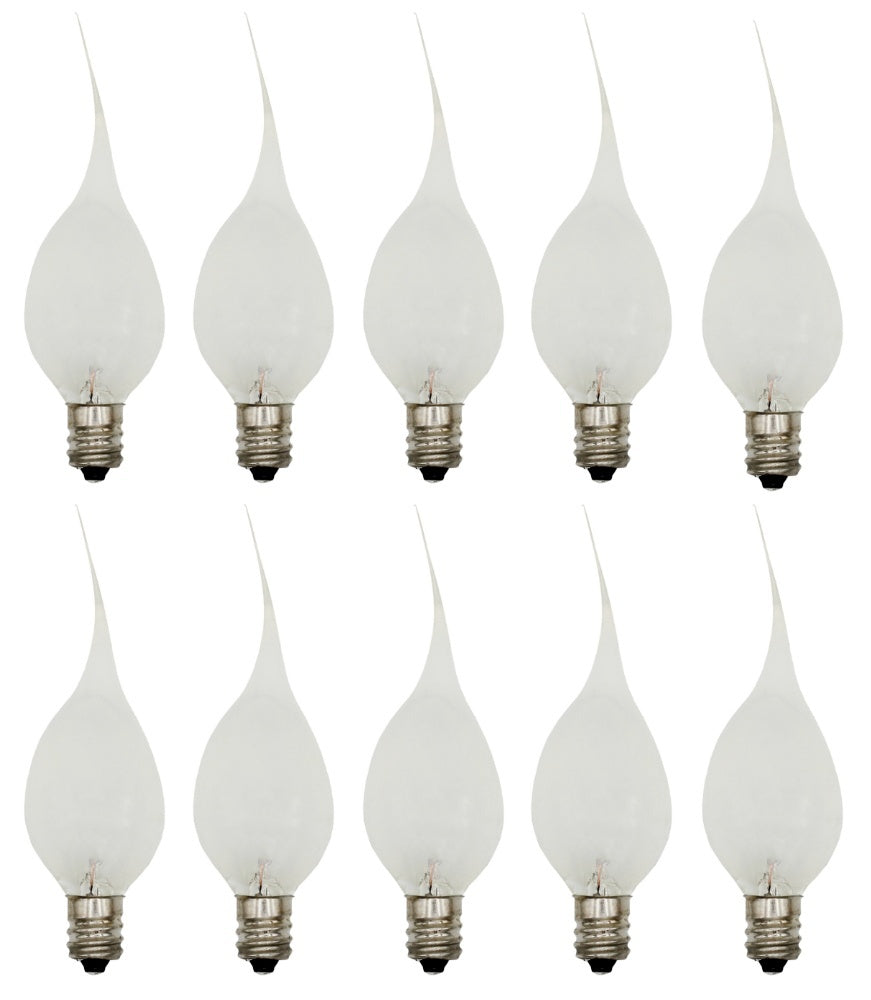 10 Pack - Silicone Dipped Electric Candle Lamp Chandelier Light Bulbs, Individually Boxed, 7 Watt