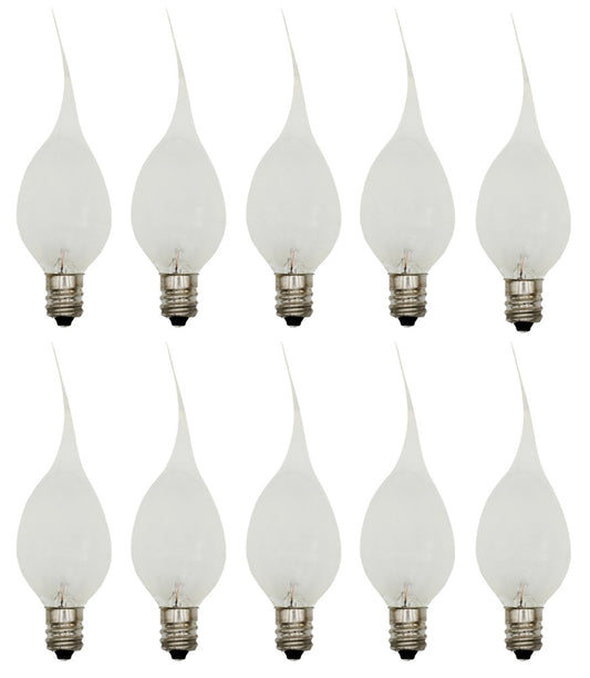 10 Pack - Silicone Dipped Electric Candle Lamp Chandelier Light Bulbs, Individually Boxed, 7 Watt