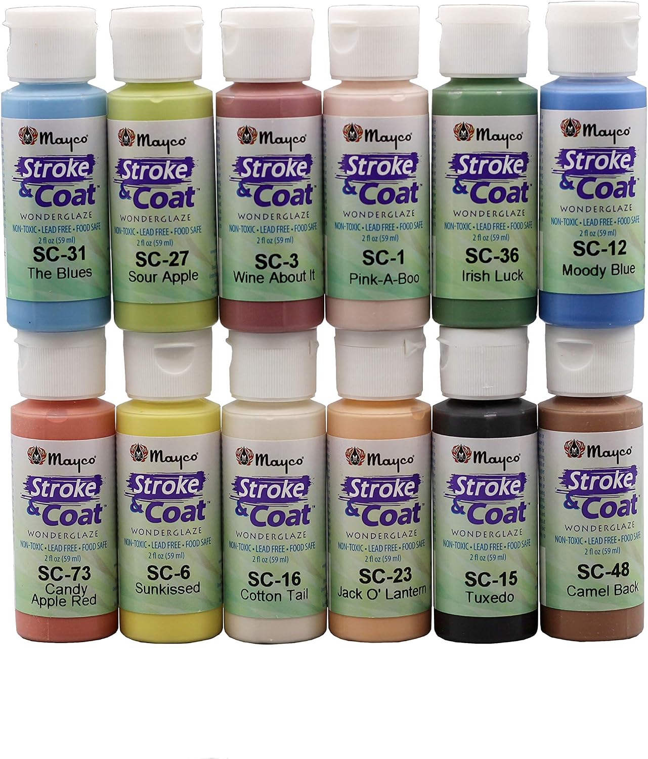 Creative Hobbies Ceramic Glaze Kit 3 Featuring Mayco Stroke & Coat, Includes How to Paint Pottery Booklet