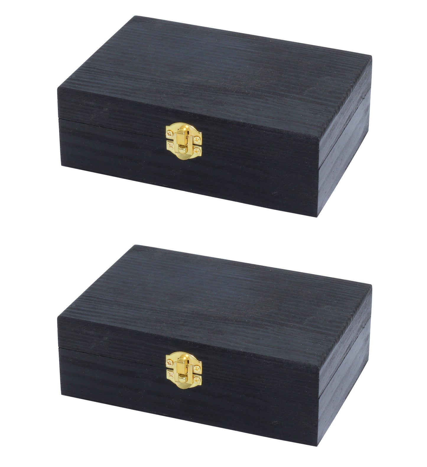 Black Wooden Keepsake Box with Gold Clasp - 6″ × 4″ × 2″ Painted Storage Case - metal, for craft
