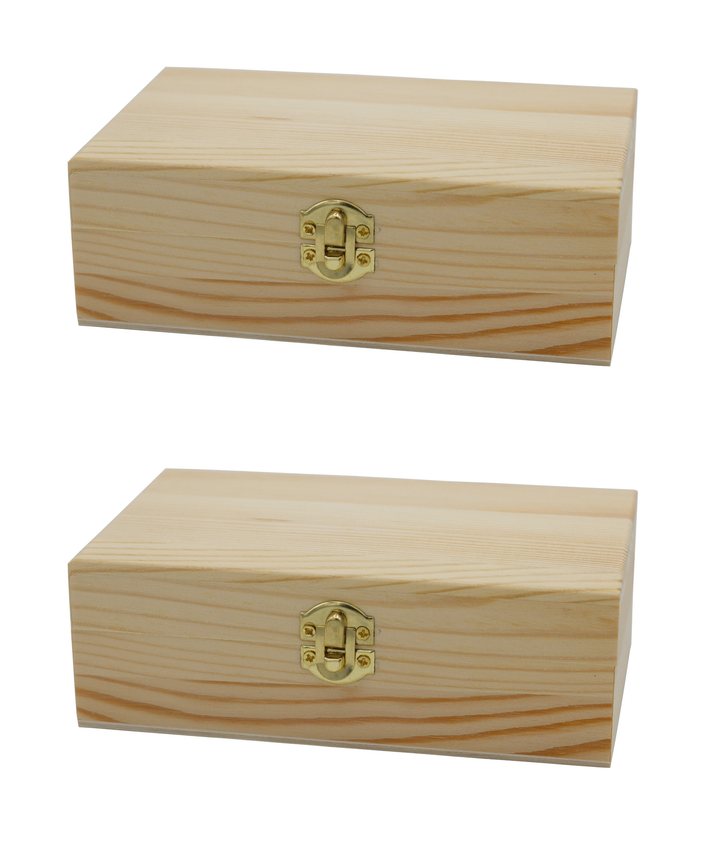 Unfinished Wood Craft Box – Light Unfinished Wood with Clasp – Make Your Own - side view