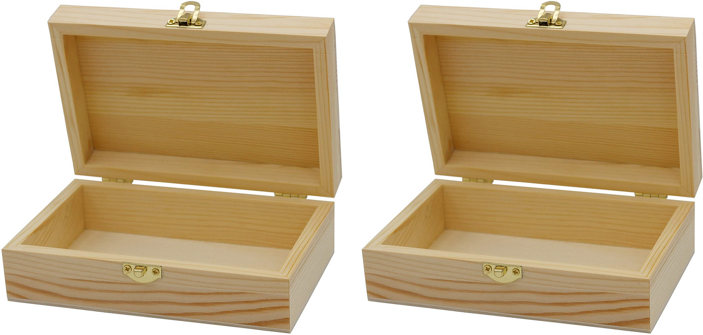 Unfinished Wood Craft Box – Light Unfinished Wood with Clasp – Make Your Own