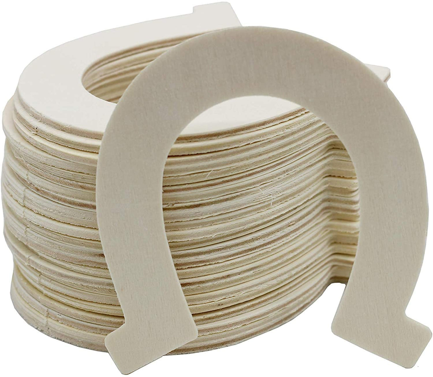3.5 Inch Unfinished Craft Wooden Horseshoe Shapes, Pack of 24, Ready to Paint - side view