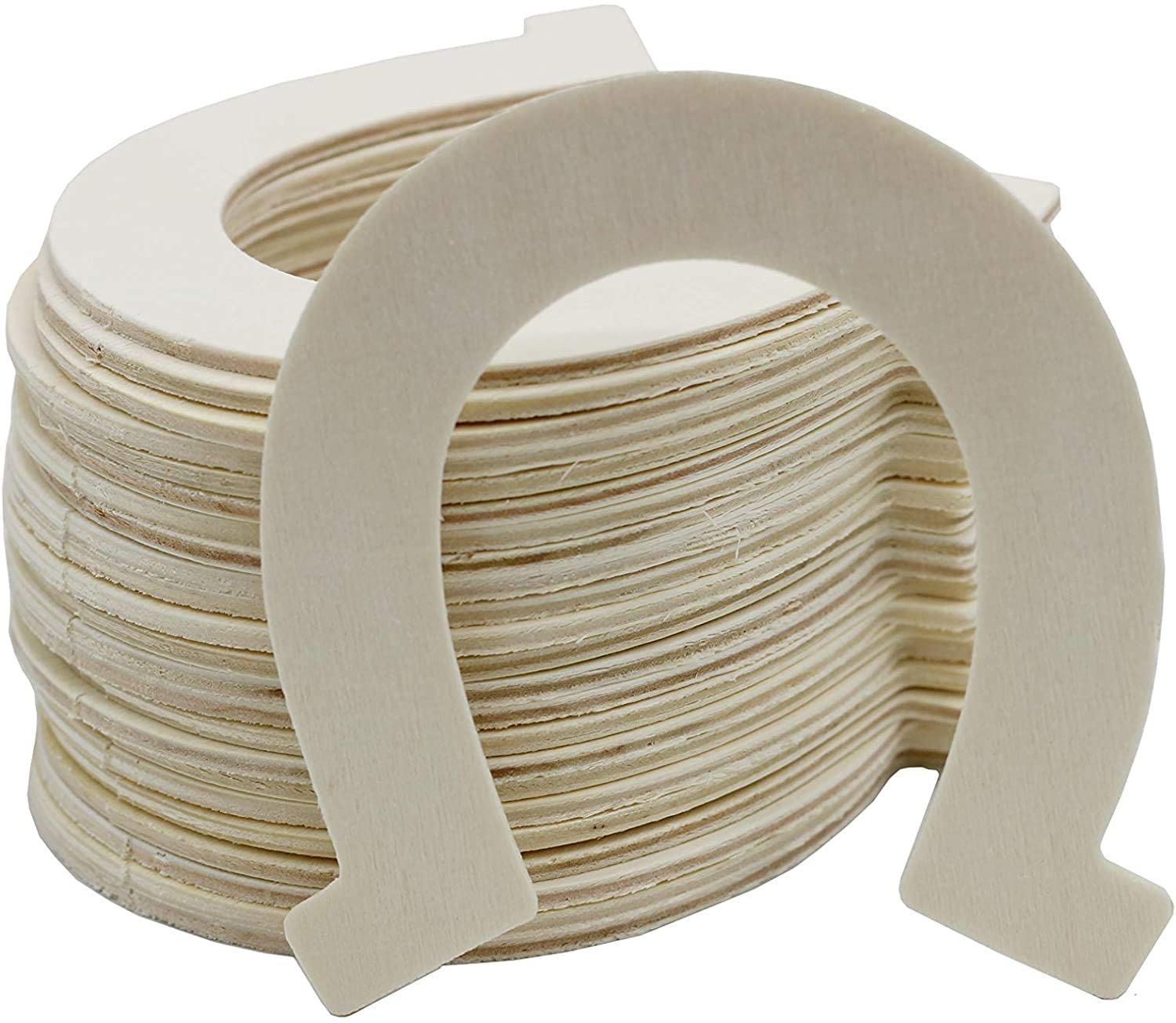 3.5 Inch Unfinished Craft Wooden Horseshoe Shapes, Pack of 24, Ready to Paint - side view