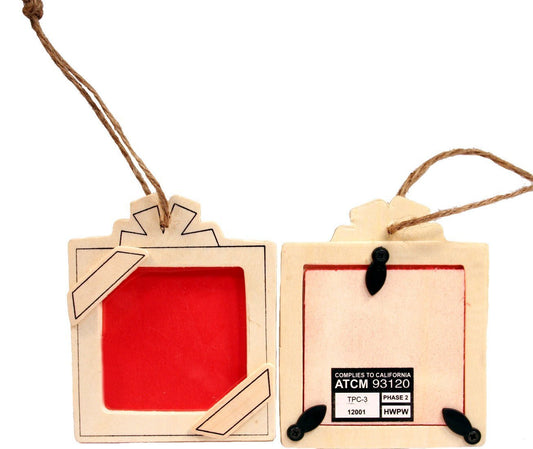 Unfinished Wood Square Present Picture Frame Ornaments -Great Group Kids - wooden