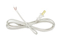 White 18 Gauge Lamp Cord with Polarized Plug and Stripped Tinned Ends - 8 Foot