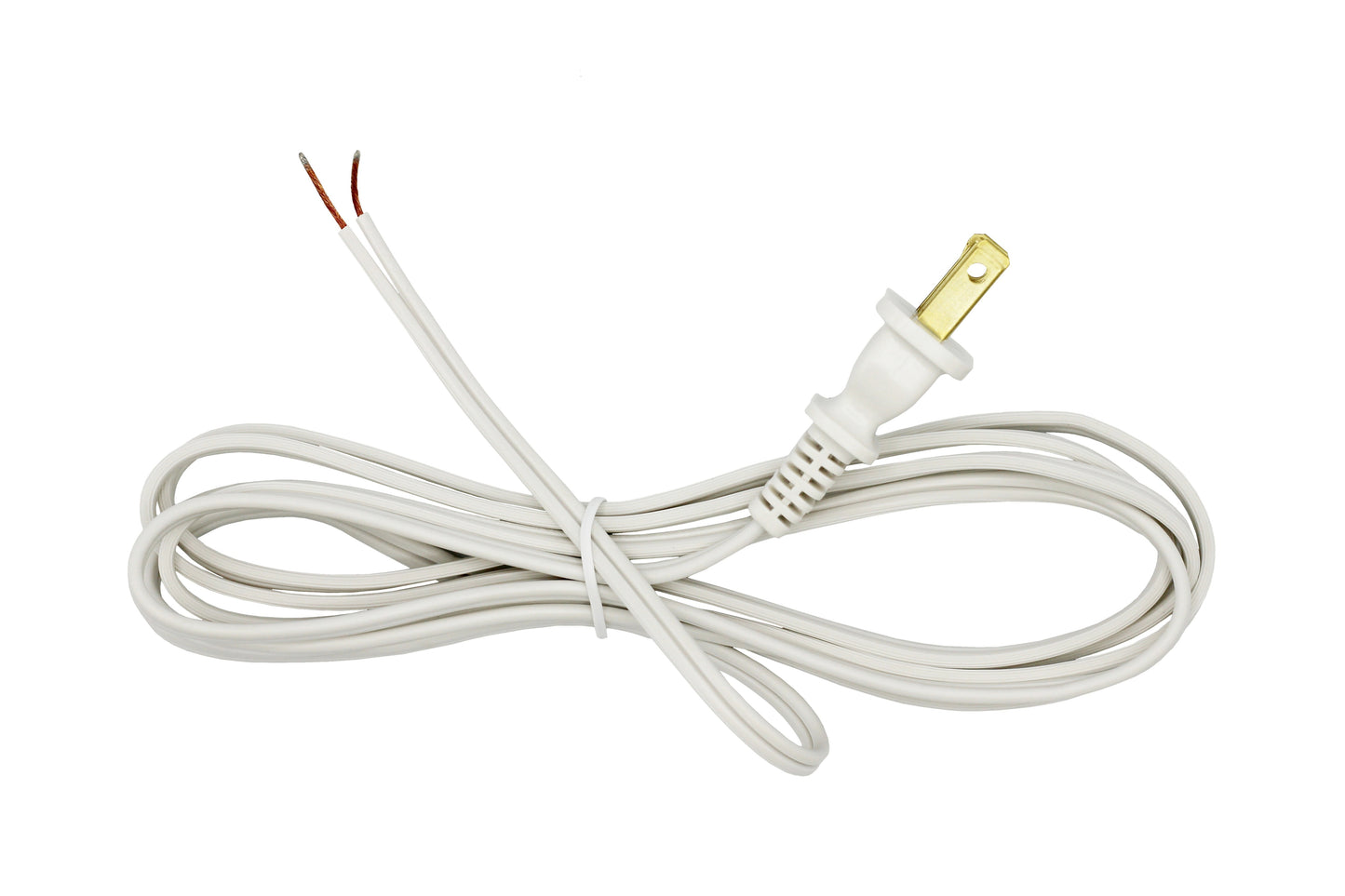 Lamp Cord With Polarized End Plug, Stripped Tips Ready For Wiring -8 Foot White - for craft