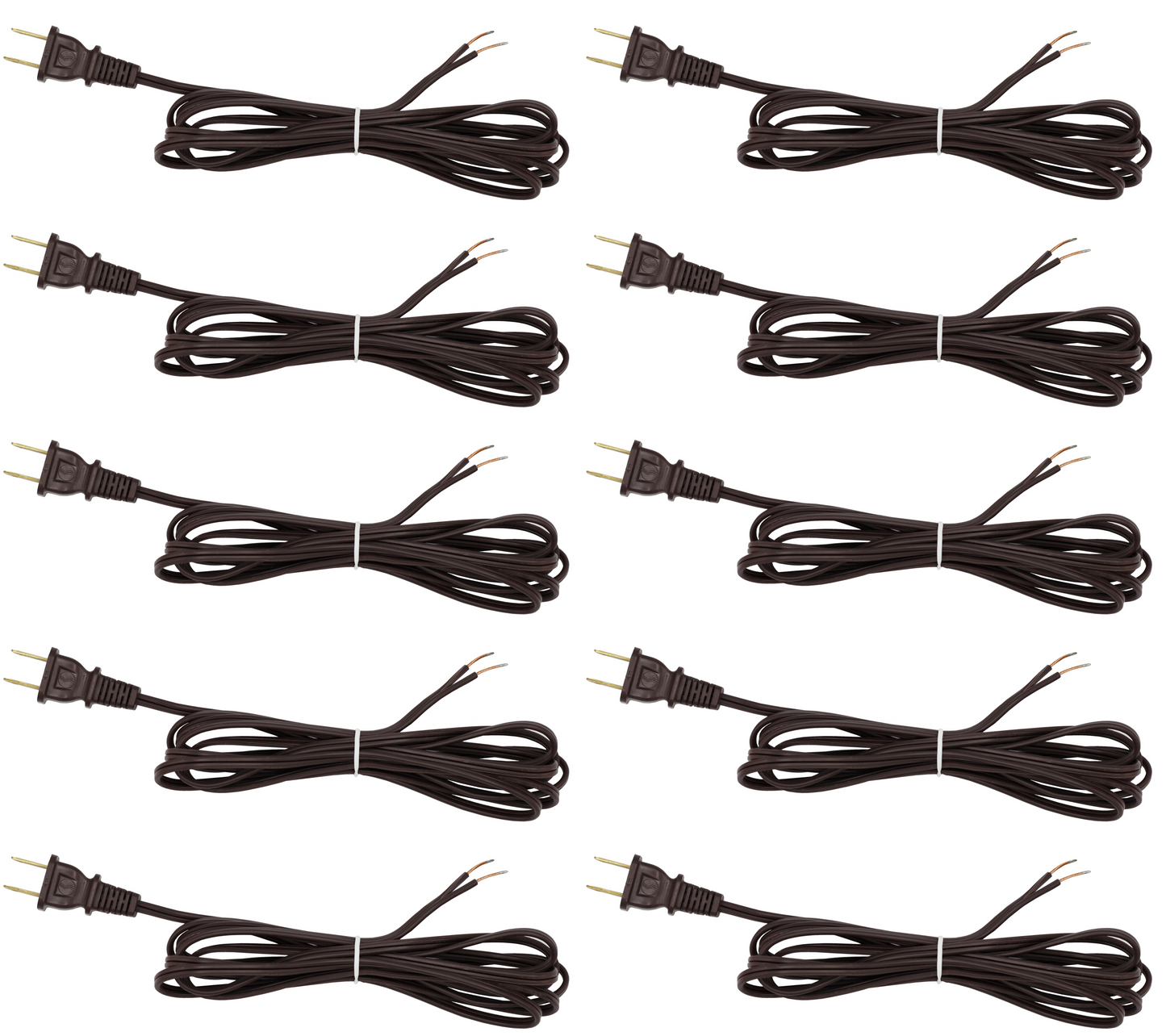 Black 18 Gauge Lamp Cord with Polarized Plug and Stripped Tinned Ends - 8 Foot