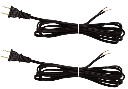 Lamp Cord With Polarized End Plug, Stripped Tips Ready For Wiring -8 Foot Black - plastic