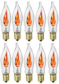 25 Pack - A101 Flicker Flame Light Bulb - 3 Watt, Flame Shaped, Nickel Plated Base,- Dances with a Flickering Orange Glow