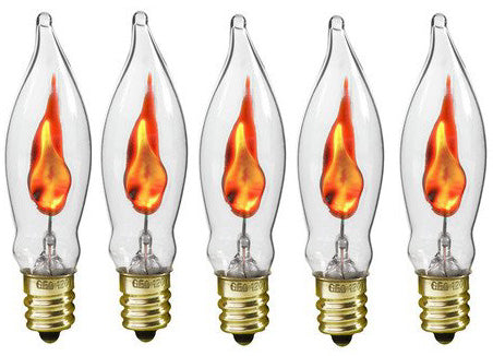 A101 Flicker Flame Light Bulb -3 Watt, Flame Shaped, Nickel Plated Base,- - for candle