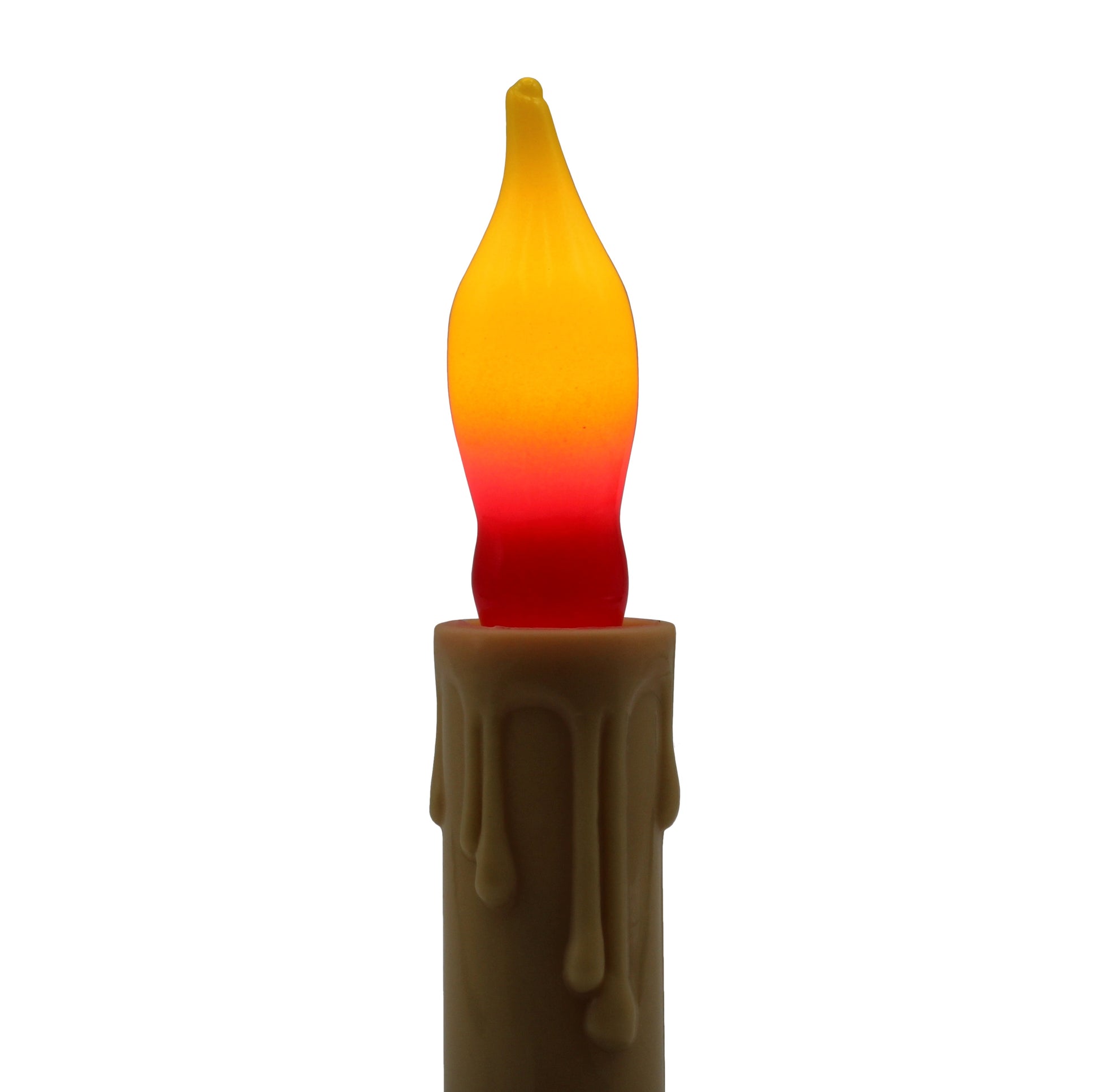 12 Pack Orange & Red Flame Tip Incandescent Bulbs, 7W 120V, E12 Candelabra - close-up